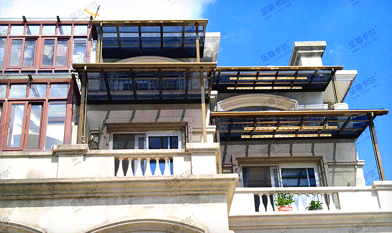 專業高端雨棚搭建，獨特的香檳金，特有面子