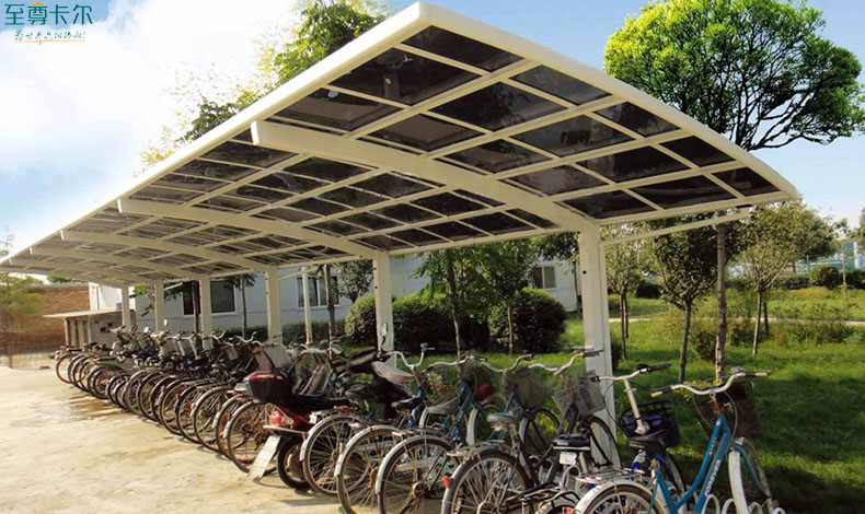 小區(qū)車棚圖片？非機動車停車棚？